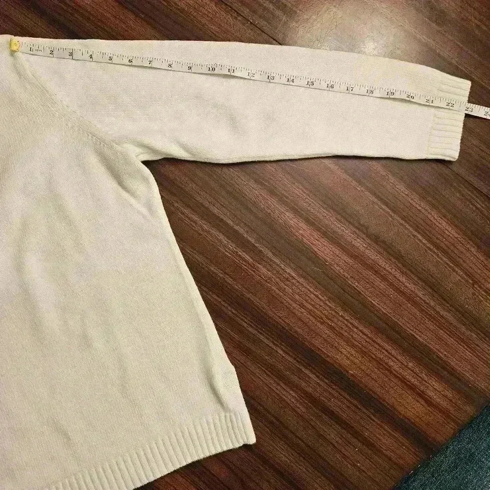 Lauren Ralph Lauren White Cotton Cropped Polo Knit Sweater Plus Womens 1X EUC - Picture 12 of 15